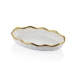1yw-e09g Wave Küçük Oval Kayık Tabak 36x22x7,5cm Beyaz Altın – BEYAZ-ALTIN