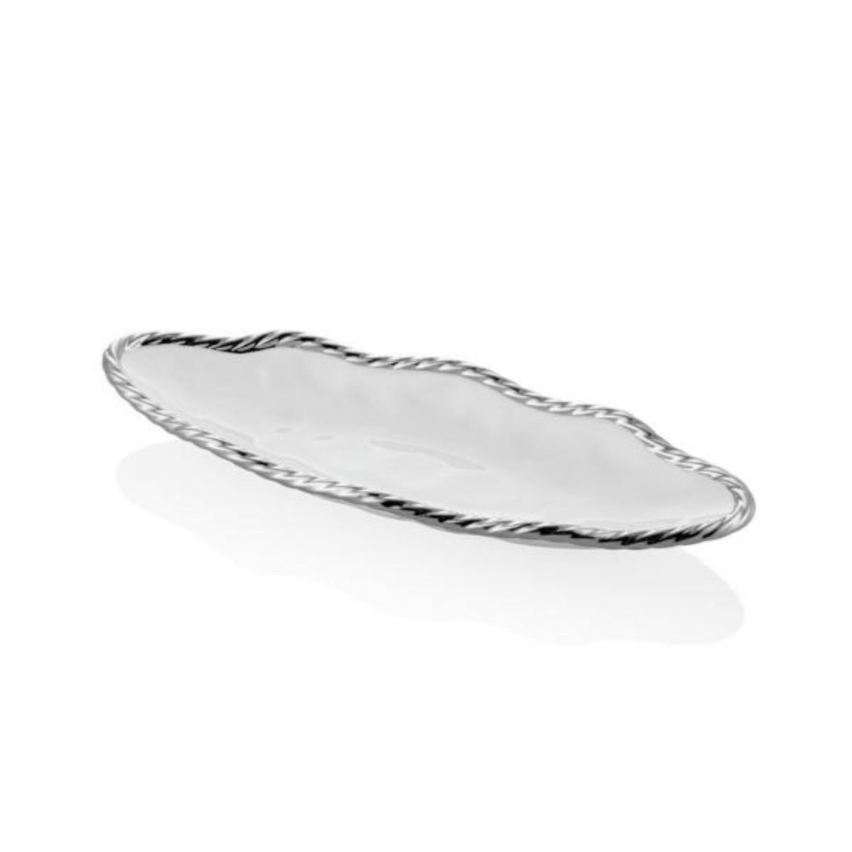 1yw-e11g Wave Oval İnce Sunumluk 35x13,5x5cm Beyaz Altın – BEYAZ-ALTIN - Görsel 1