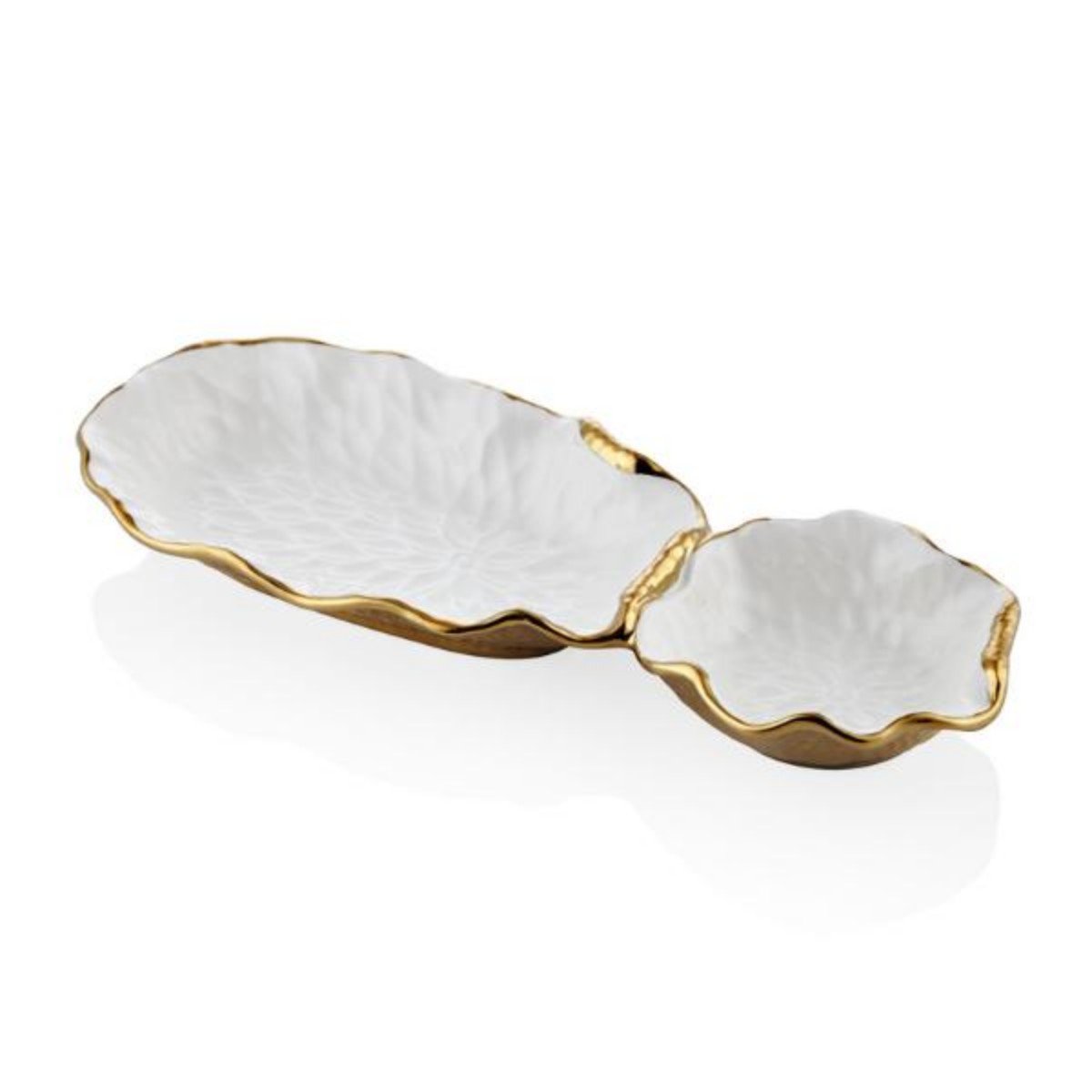 1yw-p08g Curve 2 Gözlu Tabak 39,5x15,5x5cm Beyaz Altın – BEYAZ-ALTIN - Görsel 1