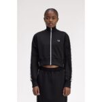 Fred Perry J4133 Cropped Taped Track Kadın Ceket – SİYAH