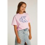 Ck Ig0ıg02806 Monogram Flock Boxy Ss Kız Çocuk Tshırt – PEMBE
