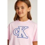 Ck Ig0ıg02806 Monogram Flock Boxy Ss Kız Çocuk Tshırt – PEMBE - Görsel 3