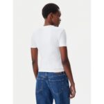 Ck J20j225245 Woven Label Rıb Fıtted Tee Kadın Tshırt – BEYAZ - Görsel 3