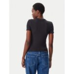 Ck J20j225245 Woven Label Rıb Fıtted Tee Kadın Tshırt – SİYAH - Görsel 3