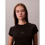 Ck Lv047ab802 Monogram Baby Tee Kadın Tshırt – SİYAH - Görsel 11