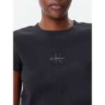 Ck Lv047ab802 Monogram Baby Tee Kadın Tshırt – SİYAH - Görsel 7