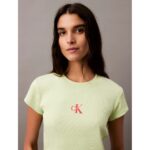 Ck Lv047ab802 Monogram Baby Tee Kadın Tshırt – AÇIK YEŞİL - Görsel 3