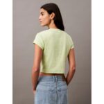 Ck Lv047ab802 Monogram Baby Tee Kadın Tshırt – AÇIK YEŞİL - Görsel 4