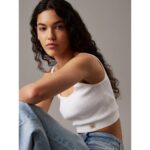 Ck J20j225227 Woven Label Sweater Bralette Kadın Sweaters – BEYAZ - Görsel 2