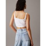 Ck J20j225227 Woven Label Sweater Bralette Kadın Sweaters – BEYAZ - Görsel 3