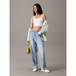 Ck J20j225227 Woven Label Sweater Bralette Kadın Sweaters – BEYAZ - Görsel 4