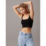 Ck J20j225227 Woven Label Sweater Bralette Kadın Sweaters – SİYAH