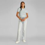 Ck J20j225239 Waffle Sleeve Fıtted Tee Kadın Tshırt – MAVİ - Görsel 2