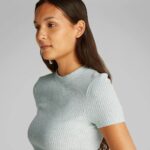 Ck J20j225239 Waffle Sleeve Fıtted Tee Kadın Tshırt – MAVİ - Görsel 4