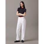 Ck J20j225244 Washed Woven Label Rıb Fıt Tee Kadın Tshırt – ANTRASİT - Görsel 3