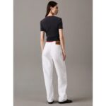 Ck J20j225244 Washed Woven Label Rıb Fıt Tee Kadın Tshırt – ANTRASİT - Görsel 4