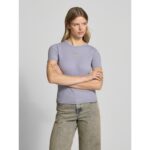 Ck J20j225244 Washed Woven Label Rıb Fıt Tee Kadın Tshırt – MOR - Görsel 2