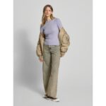 Ck J20j225244 Washed Woven Label Rıb Fıt Tee Kadın Tshırt – MOR - Görsel 4