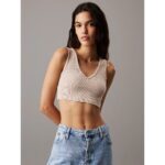 Ck J20j225246 Washed Woven Label Rıb Bralette Kadın Bluz – BEJ