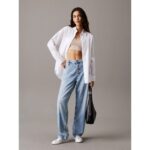 Ck J20j225246 Washed Woven Label Rıb Bralette Kadın Bluz – BEJ - Görsel 4