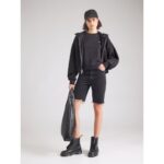 Ck Lv047c216g French Terry Woven Label Fz Hood Kadın Sweatshirt – SİYAH - Görsel 3