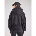 Ck Lv047c216g French Terry Woven Label Fz Hood Kadın Sweatshirt – SİYAH - Görsel 4