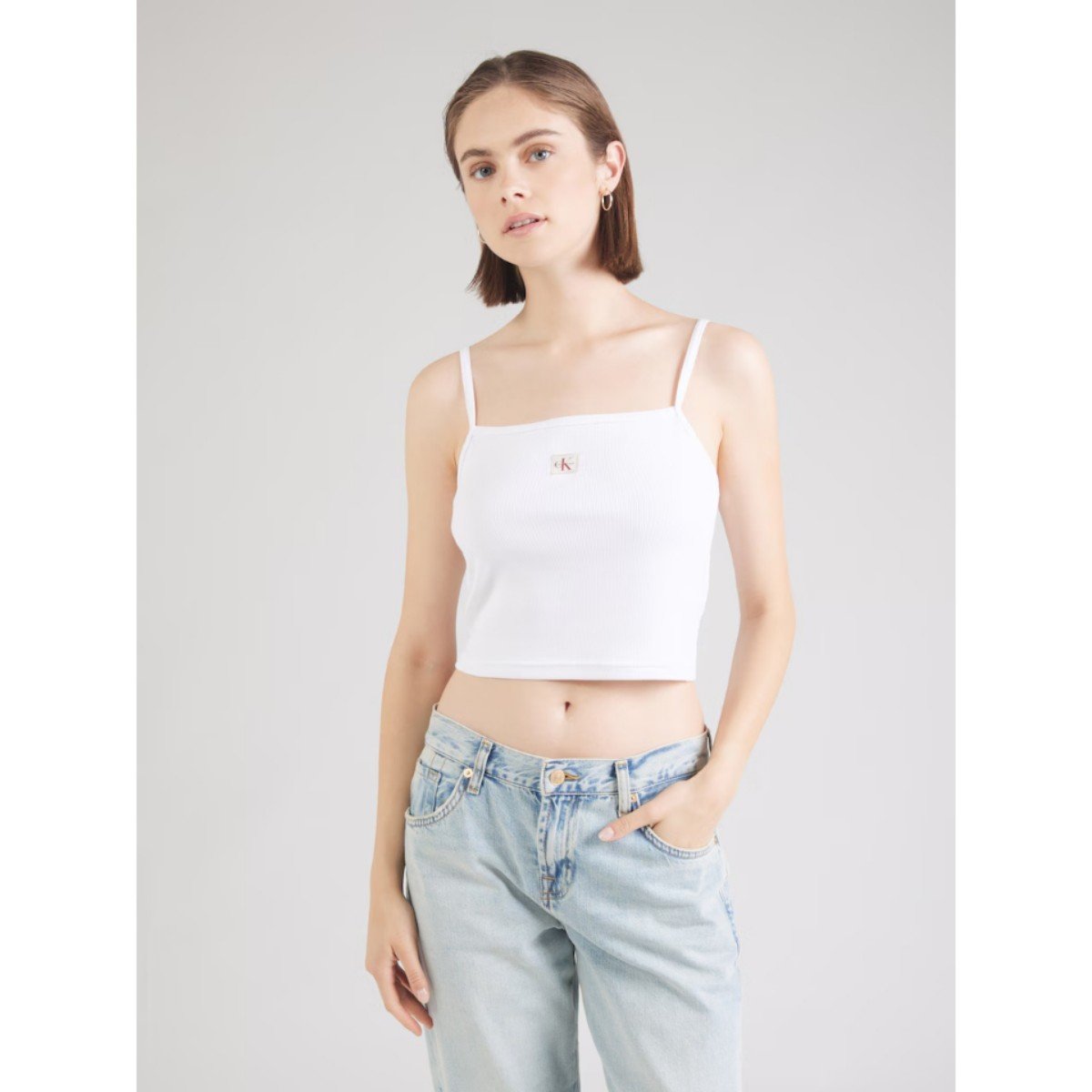 153114-0-ck-lv047c908g-a_-woven-label-rib-cami-kadin-bluz-01034794e43b Ck Lv047c908g A- Woven Label Rıb Camı Kadın Bluz – BEYAZ - Görsel 1