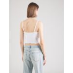 Ck Lv047c908g A- Woven Label Rıb Camı Kadın Bluz – BEYAZ - Görsel 3