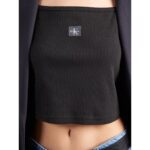 Ck Lv047c908g A- Woven Label Rıb Camı Kadın Bluz – SİYAH - Görsel 2