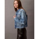 Ck Lv047b075g 90s Trucker Jacket Gold Dust Kadın Ceket – MAVİ - Görsel 2