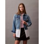 Ck Lv047b075g 90s Trucker Jacket Gold Dust Kadın Ceket – MAVİ - Görsel 4