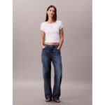 Ck Lv047c200g Woven Label 2x2 Baby Rıb Baby Te Kadın Tshırt – BEYAZ - Görsel 2