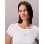 Ck Lv047c200g Woven Label 2x2 Baby Rıb Baby Te Kadın Tshırt – BEYAZ - Görsel 4