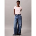 Ck Lv047c200g Woven Label 2x2 Baby Rıb Baby Te Kadın Tshırt – PEMBE - Görsel 3