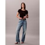 Ck Lv047c200g Woven Label 2x2 Baby Rıb Baby Te Kadın Tshırt – SİYAH - Görsel 3