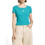 Ck Lv047c200g Woven Label 2x2 Baby Rıb Baby Te Kadın Tshırt – YEŞİL