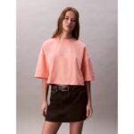 Ck Lv047c202g Cropped Boxy Chaın Stıtch Logo T Kadın Tshırt – TURUNCU