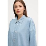 Ck Lv047c709g Relaxed Lınen Denım Shırt Aaron Kadın Gömlek – MAVİ - Görsel 4
