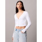 Ck Lv047c204g Ls Woven Label 2x2 Baby Rıb Card Kadın Bluz – BEYAZ