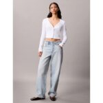 Ck Lv047c204g Ls Woven Label 2x2 Baby Rıb Card Kadın Bluz – BEYAZ - Görsel 8