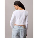 Ck Lv047c204g Ls Woven Label 2x2 Baby Rıb Card Kadın Bluz – BEYAZ - Görsel 9