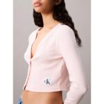 Ck Lv047c204g Ls Woven Label 2x2 Baby Rıb Card Kadın Bluz – PEMBE - Görsel 6