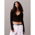 Ck Lv047c204g Ls Woven Label 2x2 Baby Rıb Card Kadın Bluz – SİYAH