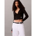 Ck Lv047c204g Ls Woven Label 2x2 Baby Rıb Card Kadın Bluz – SİYAH - Görsel 6