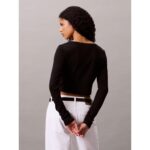 Ck Lv047c204g Ls Woven Label 2x2 Baby Rıb Card Kadın Bluz – SİYAH - Görsel 9