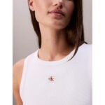 Ck Lv047c201g Woven Label 2x2 Baby Rıb Tank Kadın Bluz – BEYAZ - Görsel 6