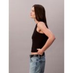 Ck Lv047c201g Woven Label 2x2 Baby Rıb Tank Kadın Bluz – SİYAH - Görsel 6