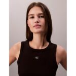 Ck Lv047c201g Woven Label 2x2 Baby Rıb Tank Kadın Bluz – SİYAH - Görsel 8