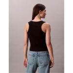 Ck Lv047c201g Woven Label 2x2 Baby Rıb Tank Kadın Bluz – SİYAH - Görsel 9