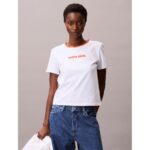 Ck Lv047c821g Ss Retro Logo Graphıc Tee Kadın Tshirt – BEYAZ - Görsel 2